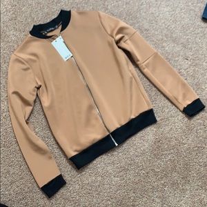 Boohoo Cloth Tan Bomber Jacket